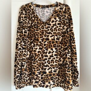 SHEIN Animal Print V-Neck Blouse